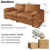 EASE MOOSE Leather Sectional Couch, Oversized Modular Sectional Sofas, Wide Deep Seat Modular Couch, Scratch Resistant Faux Leather Material, L Shaped Sofa for Big Spaces,Beige