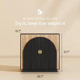 BELLEZE 65 Inch Fluted Buffet Cabinet with Storage, Symmetrical Arc Accent Sideboard Large Console Table for Dining Room, Kitchen, and Living Room (Caramel Brown)