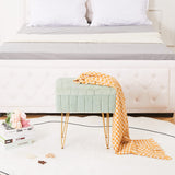 Wimarsbon Storage Ottoman, Vanity Stools with Metal Legs, 16.5" x 11.8" x 18" Modern Faux Mink Fur Footstool, Makeup Chair with Anti-Slip Feet, Accent Table,Footrest,Storage Bench for Bedroom