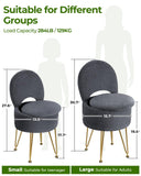 GREENSTELL Small Vanity Stool Chair with Storage and Folding Back, 13" x 13" x 17.7" Faux Fur Soft Ottoman for Teenager, 4 Metal Legs with Anti-Slip Feet, Furry Padded Seat for Makeup, Bedroom, White