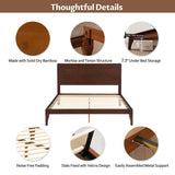 Merax Queen Size Bamboo Platform Bed, Mid-Century Modern Bed Frame with Tall Headboard, Solid Sustainable Bedframe Queen-size, Wood Slat Support, No Box Spring Needed, Easy Assembly, Noise Free, Brown