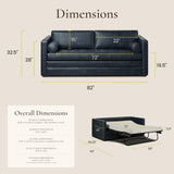 POLY & BARK Napa 72" Apartment Sofa – Italian-Tanned Full-Grain Pure-Aniline or Semi-Aniline Leather, Feather-Down Cushioning, Kiln-Dried Solid Wood Frame, Walnut Legs - Cognac Tan