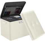 DocSafe Storage Ottoman with Lock,Fireproof Folding Ottoman Foot Rest Stool Storage Chest with Storage Safe for Important Documents,Waterproof 17 Inches Short Ottoman Foot Stool with Handles,Black