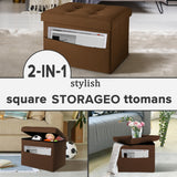 LINMAGCO Ottoman Storage Ottoman with Storage Small Foot Rest Stool Under Desk Stool Short Folding Footrest Linen Cloth Dark Gray 16X12X12IN