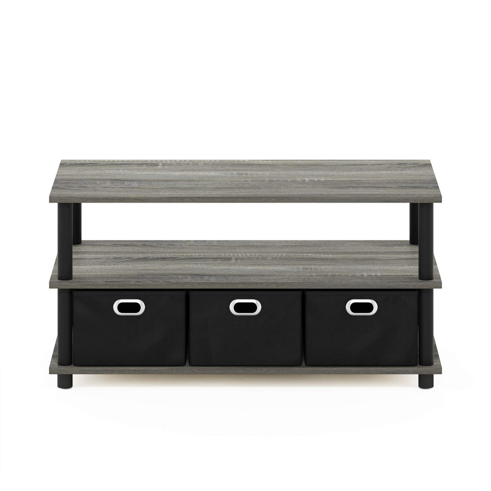 FURINNO Turn-N-Tube Coffee Table, 31.22D x 15.5W x 15.8H in, French Oak Grey/Black/Black