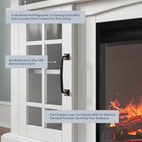 BELLEZE Traditional 58" Rustic TV Stand with 23" Electric Fireplace Heater with Sound, Media Entertainment Center Console Table for TV up to 65" with Open Storage Shelves and Cabinets - Espresso