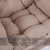 Welnow Lazy Chair with Ottoman, Modern Lounge Accent Chair with Armrests and a Side Pocket, Leisure Sofa Armchair, Reading Armchair with Footrest for Small Space, Dark Grey