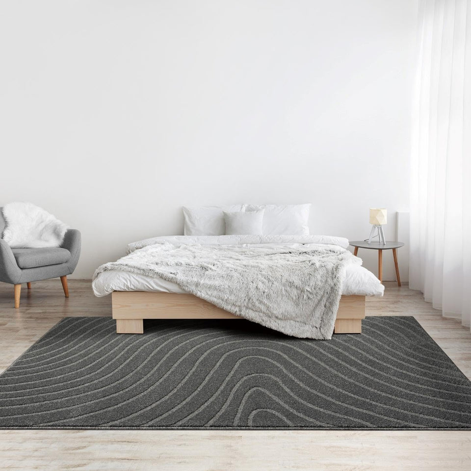 LUXE WEAVERS Modern Geometric Wave Cream 9x12 Area Rug