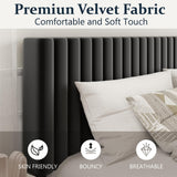 HAOARA King Size Bed Frame,King Size Platform Bed Frame and Velvet Upholstered Headboard with Strong Wood Slats, Box Spring Optional, Mattress Foundation, Easy Assembly Beige