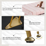 Greenstell Vanity Stool Chair Faux Fur with Storage, 15.7"L x 11.8"W x 19.4"H Soft Ottoman 4 Metal Legs with Anti-Slip Feet, Furry Padded Seat, Modern Multifunctional Chairs for Makeup, Bedroom Pink