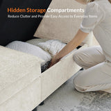 HULALA HOME 127'' Modular Sectional Sofa, Oversized U Shaped Couch with Storage Ottoman, Comfy Chenille Sofa with Deep Seat, 6 Seat Convertible Couches for Living Room, Beige