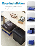 AmasSmile Storage Ottoman Folding Foot Rest Stool, Leather Footstool Bench, Short Ottoman Stool, Storage Foot Rest Store, Books (Black, 17" D x 13" W x 13" H)