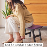 Foot Stool,Ottoman,Bamboo Small Sofa Foot Rest Under Desk,Extra Seating for Living Room, Bedroom and Kitchen(Brown Stool Legs - Beige Surface)