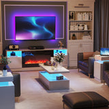 oneinmil Modern LED Coffee Table, 40" Living Room Tables with 16 Colors LED Lights, Double-Layer Design, Stylish Coffee Tables for Living Room, Black