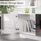 AMERLIFE Fireplace TV Stand with 36" Fireplace, 70" Modern High Gloss Fireplace Entertainment Center LED Lights, 2 Tier TV Console Cabinet for TVs Up to 80", Obsidian Black