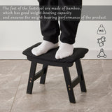 Foot Stool,Ottoman,Bamboo Small Sofa Foot Rest Under Desk,Extra Seating for Living Room, Bedroom and Kitchen(Brown Stool Legs - Beige Surface)