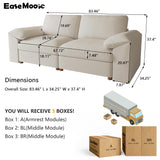 EASE MOOSE Leather Sectional Couch, Oversized Modular Sectional Sofas, Wide Deep Seat Modular Couch, Scratch Resistant Faux Leather Material, L Shaped Sofa for Big Spaces,Beige
