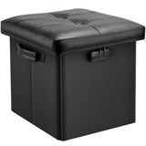 DocSafe Storage Ottoman with Lock,Fireproof Folding Ottoman Foot Rest Stool Storage Chest with Storage Safe for Important Documents,Waterproof 17 Inches Short Ottoman Foot Stool with Handles,Black