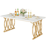 Tribesigns Modern Dining Table, 63" Large Kitchen Table for 4-6 People, Unique Rectangular Dinner Table Kitchen & Dining Room Furniture with Faux Marble Tabletop and Geometric Legs