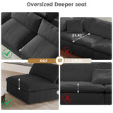 160.6" Cloud Couch Modular Sectional Sofa for Livingroom,Oversized Convertible Sofa with Storage Ottomans,6 Seat Wide Couches,Cushion Covers Removable (Khaki, 6 Seater)
