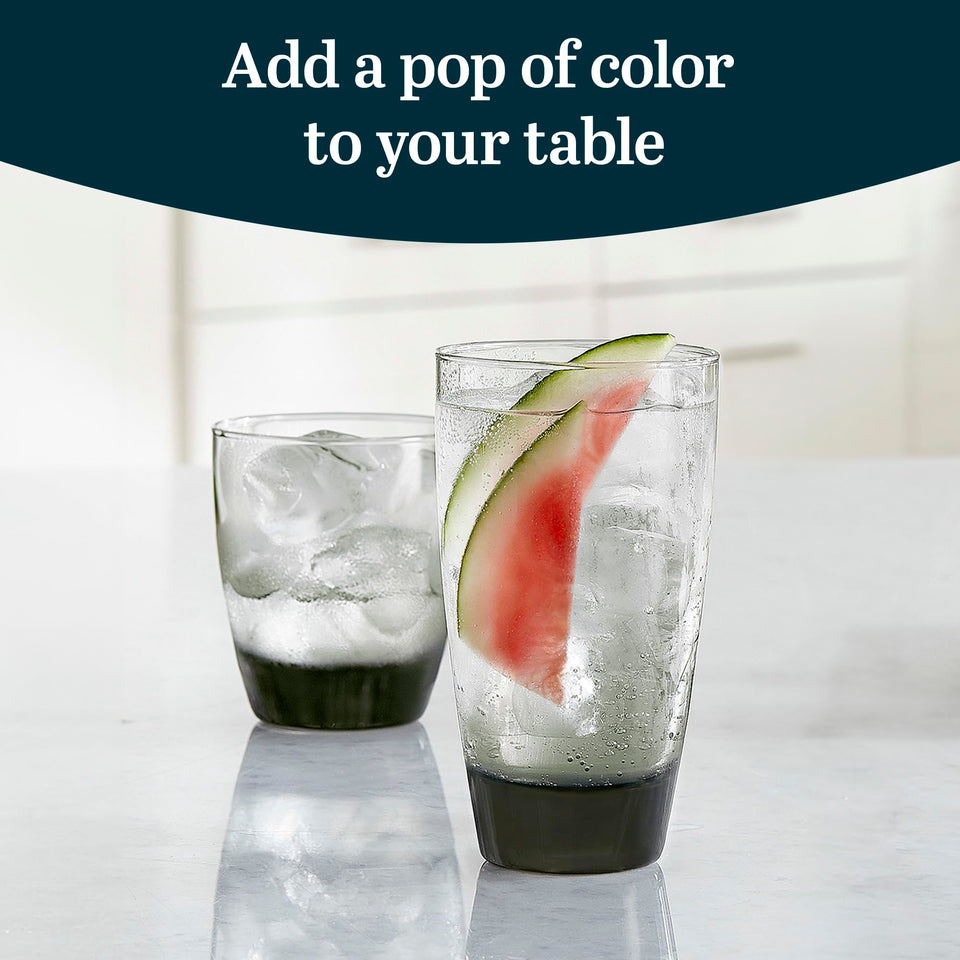 Libbey Ascent Tumbler and Rocks Drinking Glasses Set of 16, Glass Drinking Glasses with Curvature, Versatile Glassware Set for Parties and More