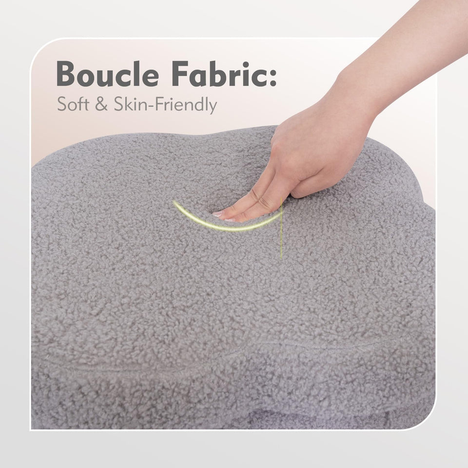 B FSOBEIIALEO Storage Ottoman Cube, Flowers Shaped Ottomans with Storage Foot Stool Footrest for Lving Room, Boucle Ottoman Seat for Dorm Room,Faux Teddy Fur, Cream White 12.6"x12.6"x12.6"