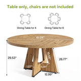 LITTLE TREE Round Dining Table for 4-6 People, 47 Inches Dining Room Table with Wooden Pedestal Base, Brown Dinner Tables, Circle Kitchen Tables for Dining Room, Kitchen, Living Room(Table Only)