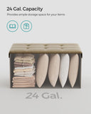 SONGMICS MAZIE Collection - 43 Inches Folding Storage Ottoman Bench, Ottoman Foot Rest, End of Bed Bench, Storage Chest, Load 660 lb, for Living Room, Bedroom, Entryway, Dark Gray ULSF77K