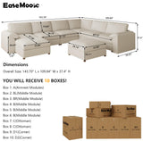 EASE MOOSE Leather Sectional Couch, Oversized Modular Sectional Sofas, Wide Deep Seat Modular Couch, Scratch Resistant Faux Leather Material, L Shaped Sofa for Big Spaces,Beige