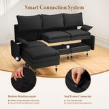 Vesgantti 142" U Shaped Sectional Couch, Comfy Cloud Modular Sectional Sofa with 2 Ottoman Deep Seat Chenille Modern Cloud Sofa, Modular Sofas for Living Room, Bedroom and Apartment, Beige