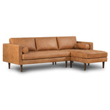 POLY & BARK Napa 72" Apartment Sofa – Italian-Tanned Full-Grain Pure-Aniline or Semi-Aniline Leather, Feather-Down Cushioning, Kiln-Dried Solid Wood Frame, Walnut Legs - Cognac Tan