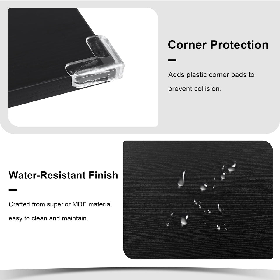 Feonase 5-Piece Dining Table Set for 4-8 People, 63" Large Extendable Kitchen Table Set with 2 Benches and 2 Square Stools, Dining Room Table with MDF Wood Board, Easy Assembly, Black