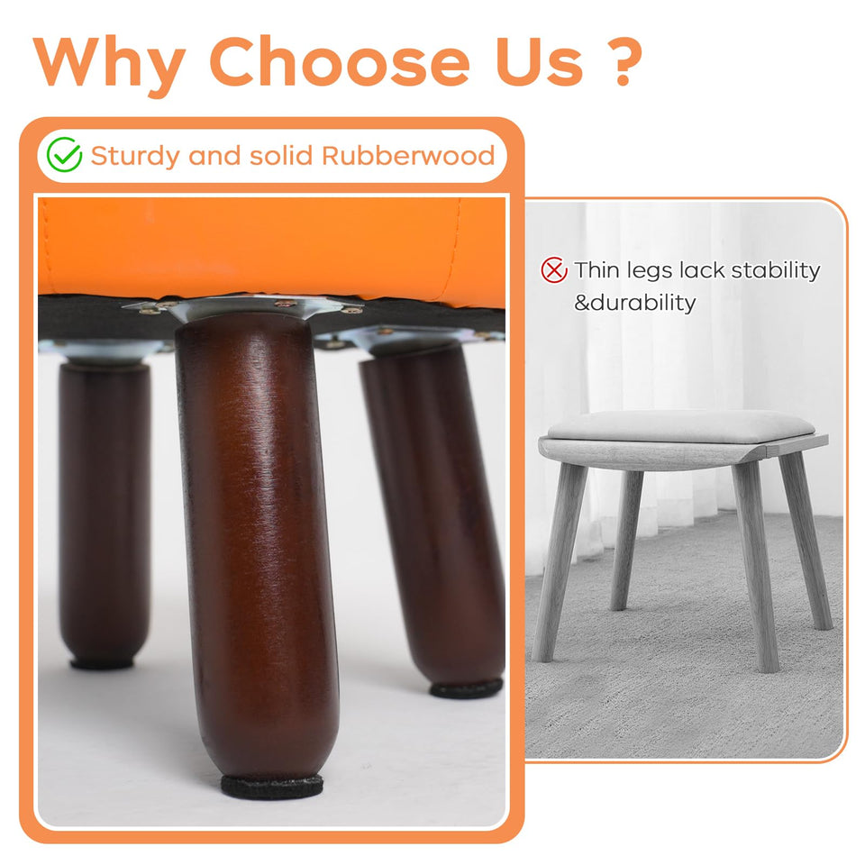 oakvivo 13in Small Foot Stool Ottoman, Round Faux Leather Foot Rest for Couch, Under Desk Pouf Footstool Footrest with Non-Skid Rubber Legs for Ling Room, Bedroom, 13''L x 13''W x 10.2''H, Green