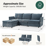 HULALA HOME 127'' Modular Sectional Sofa, Oversized U Shaped Couch with Storage Ottoman, Comfy Chenille Sofa with Deep Seat, 6 Seat Convertible Couches for Living Room, Beige