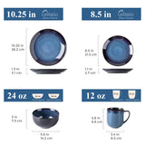 LeRatio Ceramic Dinnerware Sets for 6,Plates and Bowls Sets,Handmade Reactive Glaze Dishes Set,Chip Resistant and Scratch Resistant | Oven&Dishwasher & Microwave Safe-Blue(18PCS)