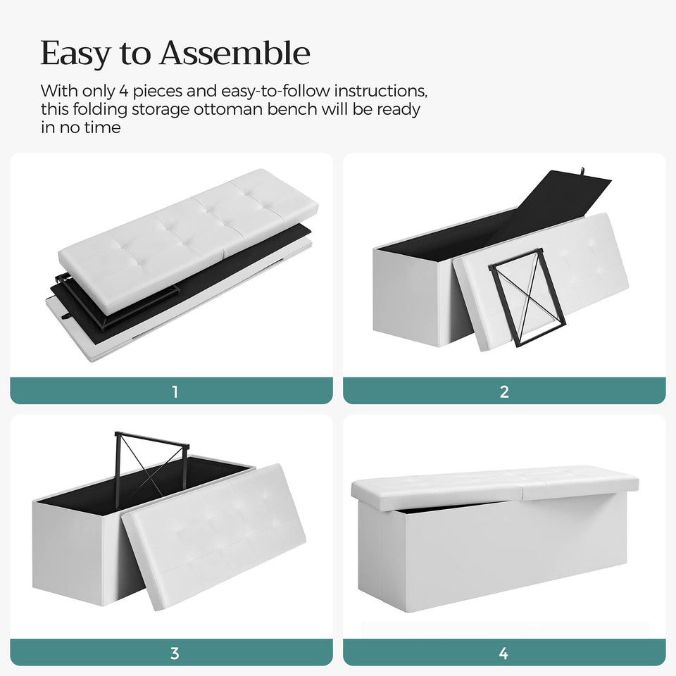 SONGMICS MAZIE Collection - 30 Inches Storage Ottoman Bench with Flipping Lid, Storage Chest Footstool, Load 660 lb, for Entryway, Living Room, Bedroom, Synthetic Leather, Black ULSF45BK