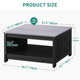 YITAHOME Coffee Table Farmhouse Coffee Table with Storage Rustic Wood Cocktail Table, Square Coffee Tables for Living Meeting Room with Half Open Storage Compartment, Grey Wash