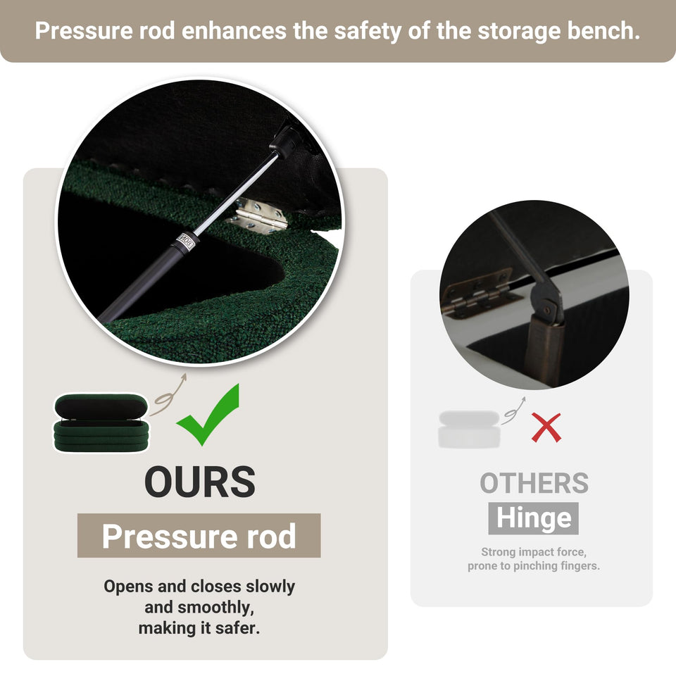 Busaurus Storage Ottoman Bench 49.2 Inch Upholstered Fabric Storage Bench for Bedroom End of Bed Aesthetic Large Oval Ottoman for Living Room Entryway (Ivory)