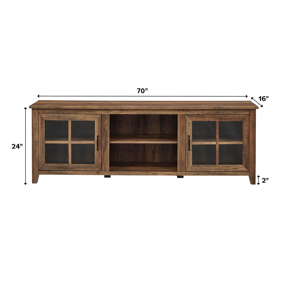 Walker Edison Portsmouth Classic 2 Glass Door TV Stand for TVs up to 80 Inches, 70 Inch, Dark Walnut