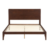 Merax Queen Size Bamboo Platform Bed, Mid-Century Modern Bed Frame with Tall Headboard, Solid Sustainable Bedframe Queen-size, Wood Slat Support, No Box Spring Needed, Easy Assembly, Noise Free, Brown
