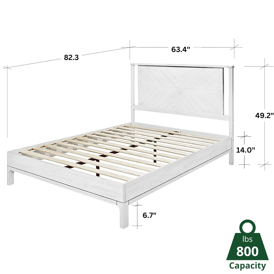 Bme Vivian 14 Inch Deluxe Bed Frame with Headboard, Rustic & Scandinavian Style with Solid Acacia Wood, No Box Spring Needed, 12 Strong Wood Slat Support, Easy Assembly, King, Rustic Golden Brown