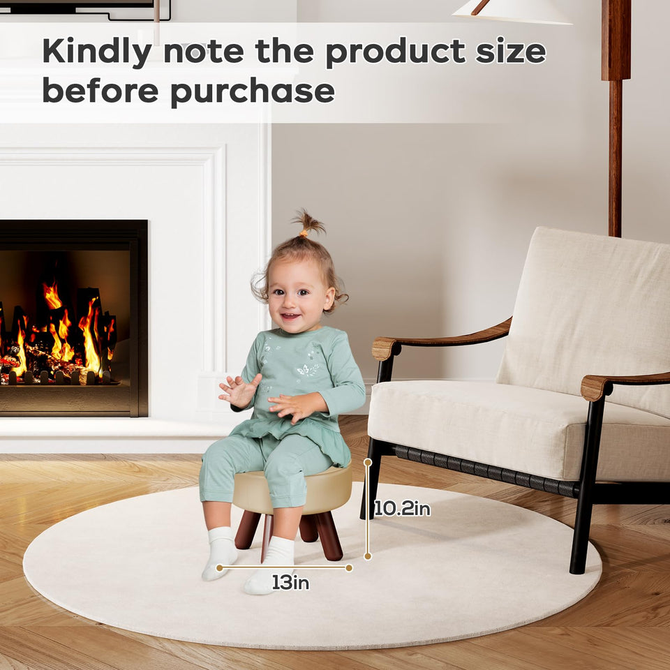 oakvivo 13in Small Foot Stool Ottoman, Round Faux Leather Foot Rest for Couch, Under Desk Pouf Footstool Footrest with Non-Skid Rubber Legs for Ling Room, Bedroom, 13''L x 13''W x 10.2''H, Green