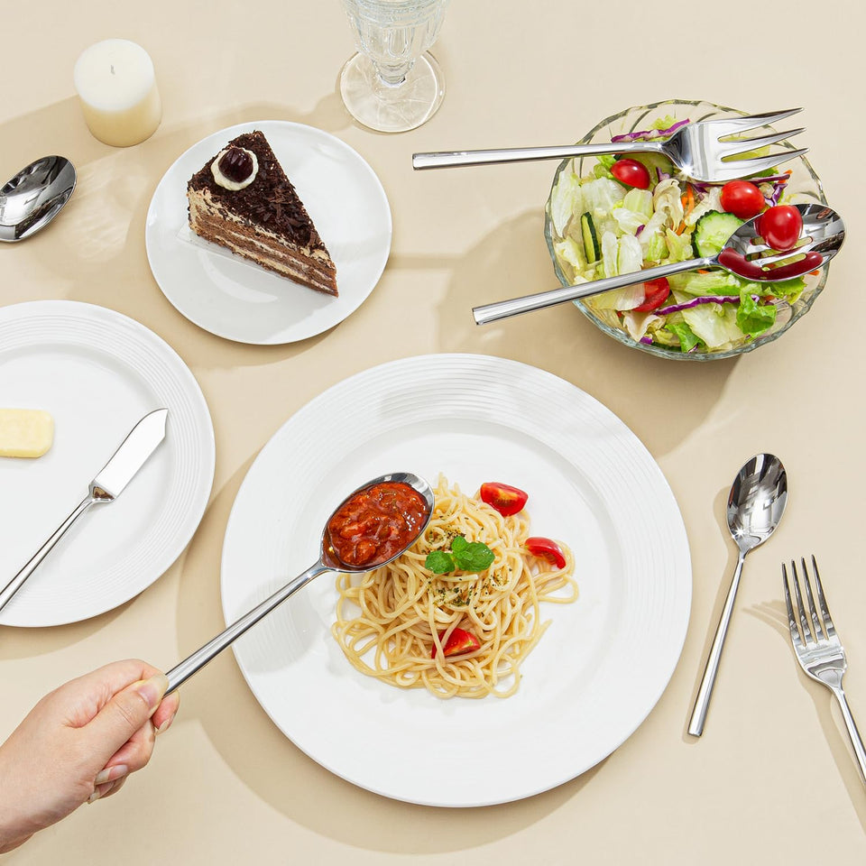 KINGSTONE Silverware Set, 60-Piece Forged Flatware Set Cutlery Set Premium Stainless Steel, Service for 12, for Kitchen, Home, Wedding, Party, Mirror Polished and Dishwasher Safe