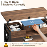 Memobarco 40" Lift Top Coffee Table,4 in 1 Multi-Function Lift Coffee Tables with Storage Drawers and Hidden Compartmen,Farmhouse Coffee Table with Lifting top for Living Room,Black