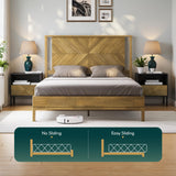 Bme Vivian 14 Inch Deluxe Bed Frame with Headboard, Rustic & Scandinavian Style with Solid Acacia Wood, No Box Spring Needed, 12 Strong Wood Slat Support, Easy Assembly, King, Rustic Golden Brown