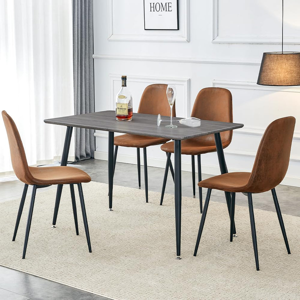 MUUOKY Dining Table Set for 4, Modern 55'' Wood Dinette Table Set for 4 with Fabric Dining Chairs,Table and Chairs Set of 4,Ideal for Kitchen Dining Room