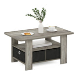 FURINNO Turn-N-Tube Coffee Table, 31.22D x 15.5W x 15.8H in, French Oak Grey/Black/Black