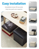 AmasSmile Storage Ottoman Folding Foot Rest Stool, Leather Footstool Bench, Short Ottoman Stool, Storage Foot Rest Store, Books (Black, 17" D x 13" W x 13" H)