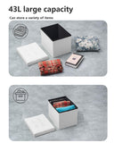 Bsketa Storage Ottoman, Folding Foot Stool with Thicker Foam Padded Seat Small Leather Storage Ottoman Bench Foot Rest for Living Room Foldable Coffee Table 17x13x13in,Black