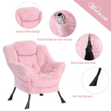 Welnow Lazy Chair with Ottoman, Modern Lounge Accent Chair with Armrests and a Side Pocket, Leisure Sofa Armchair, Reading Armchair with Footrest for Small Space, Dark Grey